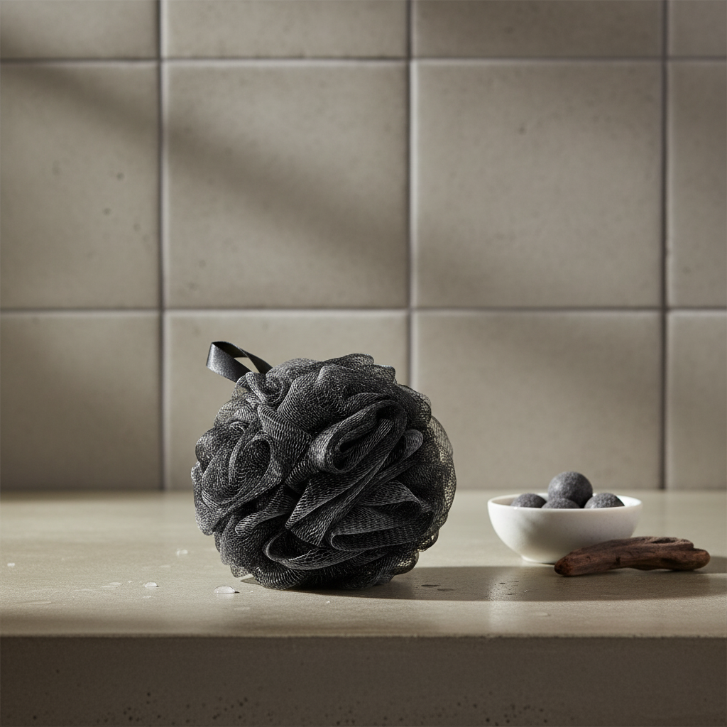Olivora™ Luxus Mesh Dusch-Puff (Schwarz) – Sanftes Körperpeeling