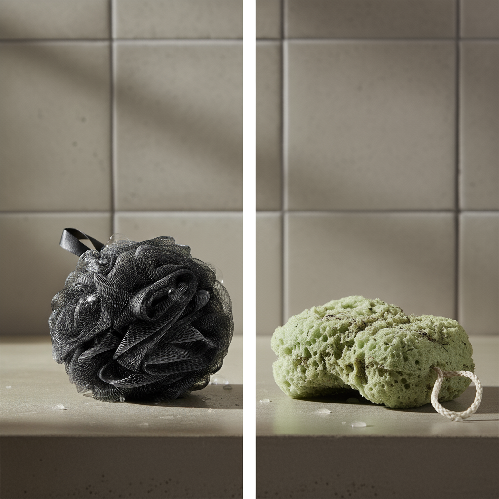 Olivora™ Luxus Mesh Dusch-Puff (Schwarz) – Sanftes Körperpeeling