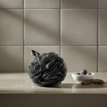 Olivora™ Luxus Mesh Dusch-Puff (Schwarz) – Sanftes Körperpeeling